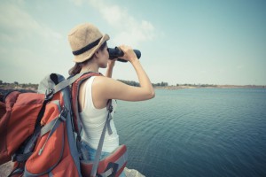 Frau mit Rucksack